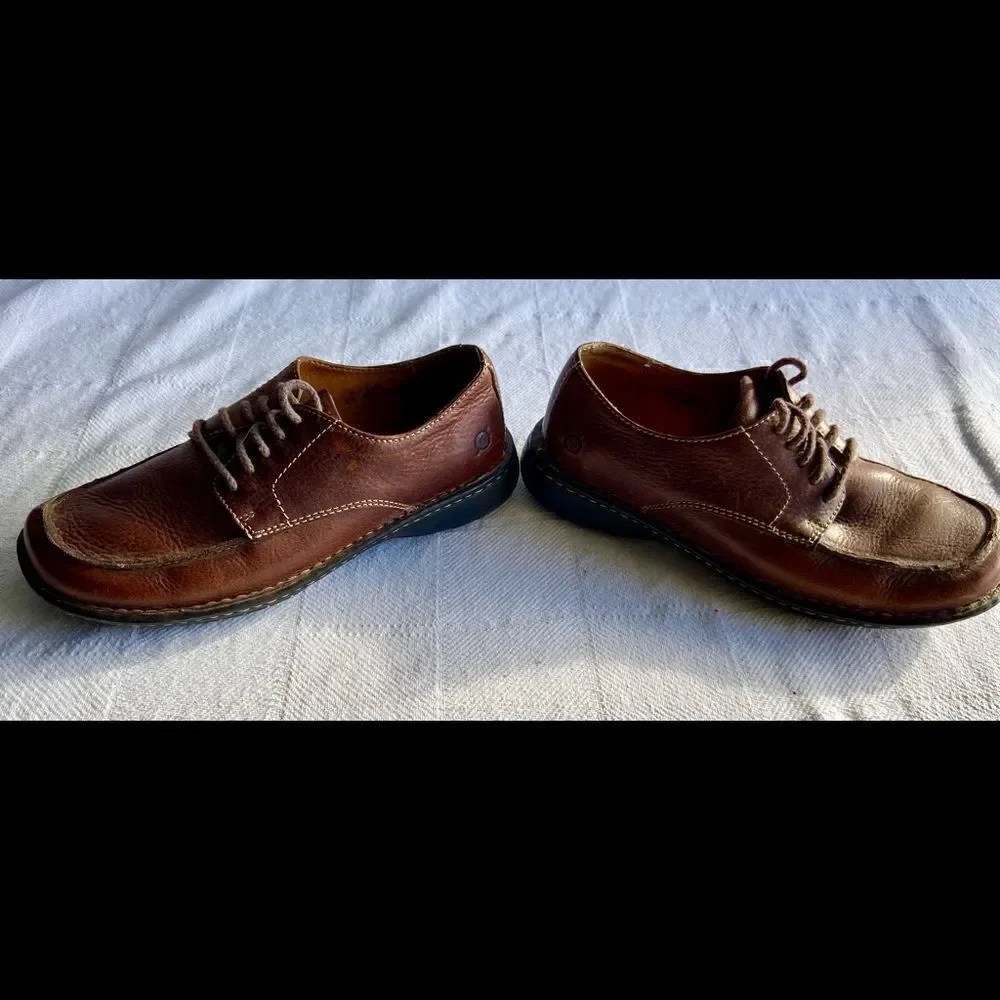 Born Casual Oxford M6307 Men US 9 M, Eur 42.5 Brown Pebbled Leather